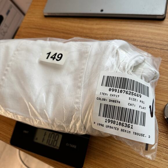 J.Crew 1996 Denim Trouser Jeans Womens 31P White High Rise Wide-leg Semi Stretch - Picture 7 of 7